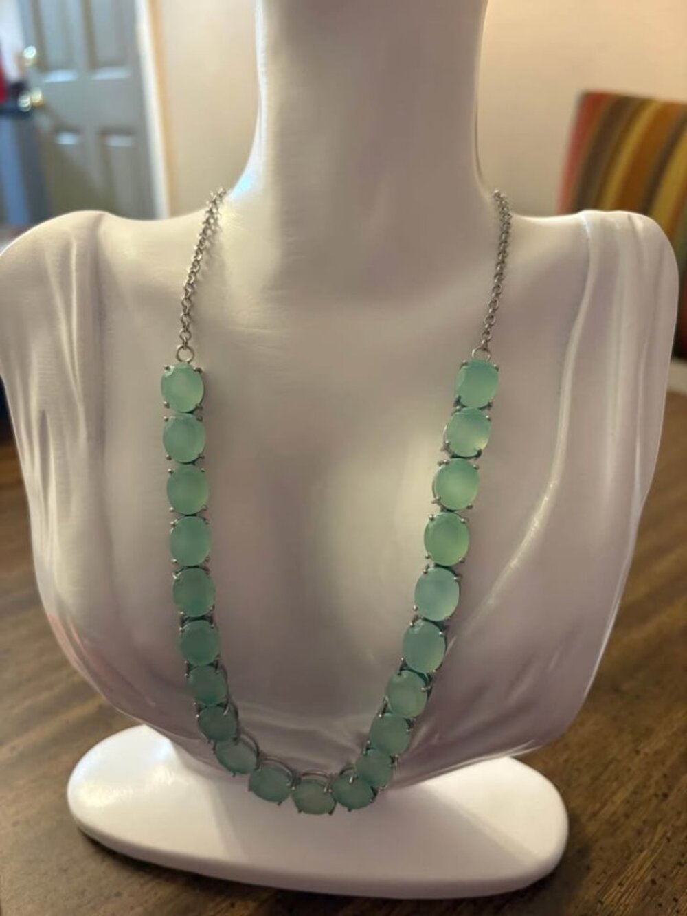 Sterling Silver Aqua Chalcedony Necklace